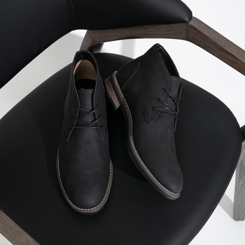 Jousen Men's Chukka Boots Lace Up Desert Ankle Boots Classic Causal Dress Boots for Men(AMY656A Black 10.5) - Image 4